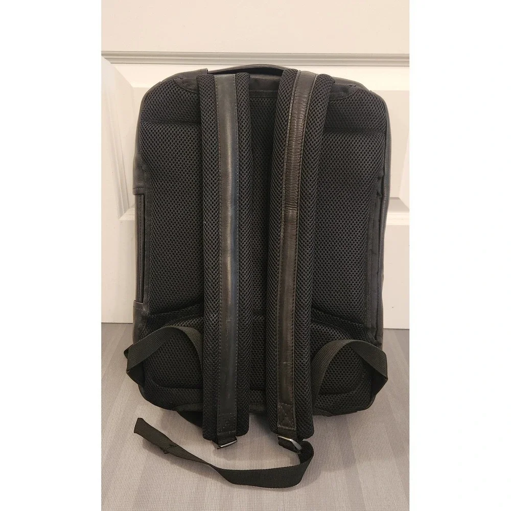 eBags Professional Slim Laptop Backpack Black Leather Travel Commuter Bag